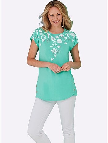 T-shirt Long Finition De L'ourlet Tendance - Taille Standard - Moda Vilona