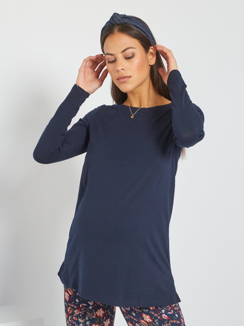 T-shirt long grossesse bleu marine - Kiabi