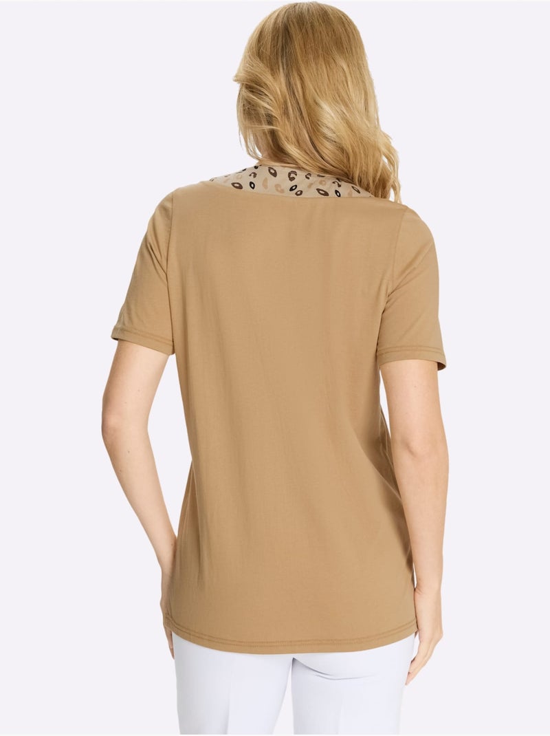 T-shirt Long Imprimé Animal - Taille Standard - Moda Vilona Beige - Kiabi