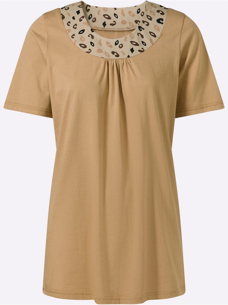 T-shirt Long Imprimé Animal - Taille Standard - Moda Vilona Doré - Kiabi