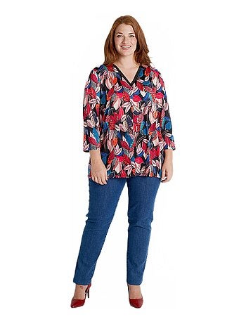 T-shirt long imprimé détail dentelle