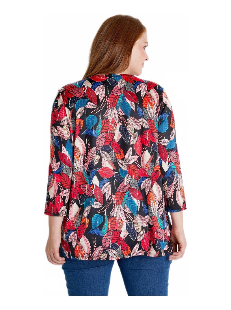 T-shirt long imprimé détail dentelle Rouge - Kiabi