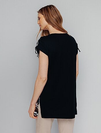 T-shirt long imprimé exotique dos uni