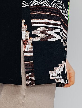 T-shirt long imprimé exotique dos uni