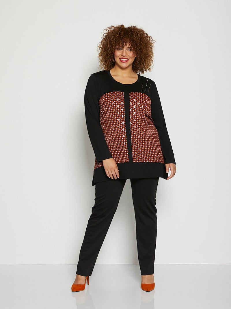 T-shirt long imprimé fantaisie Rouge bordeaux - Kiabi