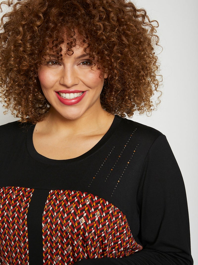 T-shirt long imprimé fantaisie Rouge bordeaux - Kiabi