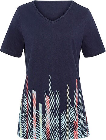 T-shirt Long Imprimé Graphique - Taille Standard - Moda Vilona