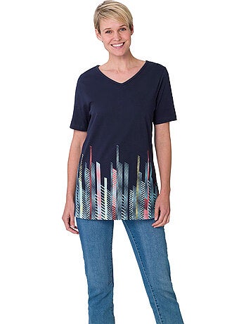 T-shirt Long Imprimé Graphique - Taille Standard - Moda Vilona