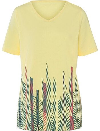 T-shirt Long Imprimé Graphique - Taille Standard - Moda Vilona