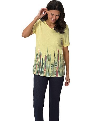 T-shirt Long Imprimé Graphique - Taille Standard - Moda Vilona