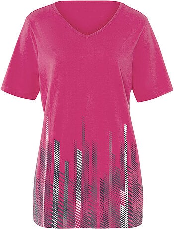 T-shirt Long Imprimé Graphique - Taille Standard - Moda Vilona