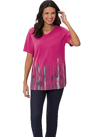 T-shirt Long Imprimé Graphique - Taille Standard - Moda Vilona