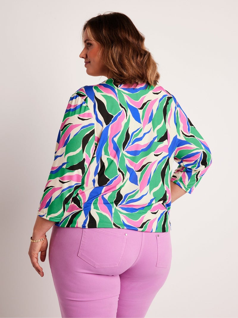 T-shirt long imprimé graphique Bleu - Kiabi