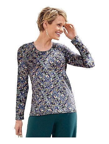 T-shirt long imprimé maille douce