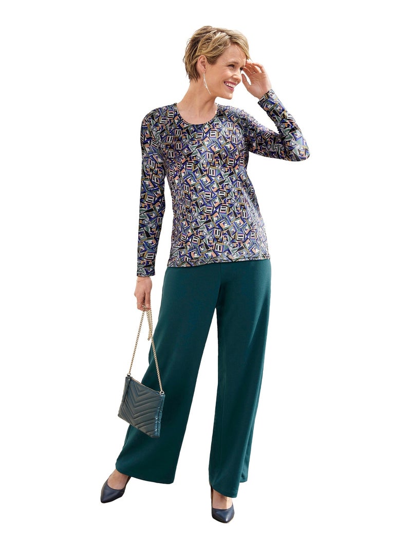 T-shirt long imprimé maille douce Noir - Kiabi