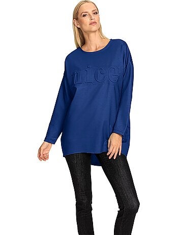 T-shirt Long Inscription Tendance - Taille Standard - helline