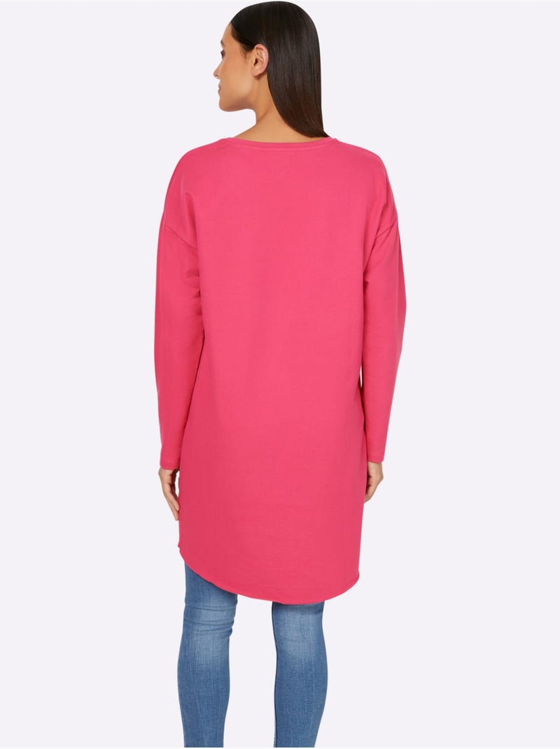 T-shirt Long Inscription Tendance - Taille Standard - Helline Rose fushia - Kiabi
