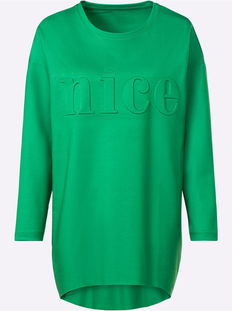 T-shirt Long Inscription Tendance - Taille Standard - Helline Vert - Kiabi