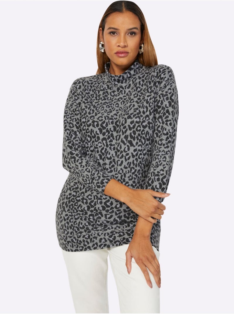 T-shirt Long Jacquard - Taille Standard - Witt Gris Noir - Kiabi