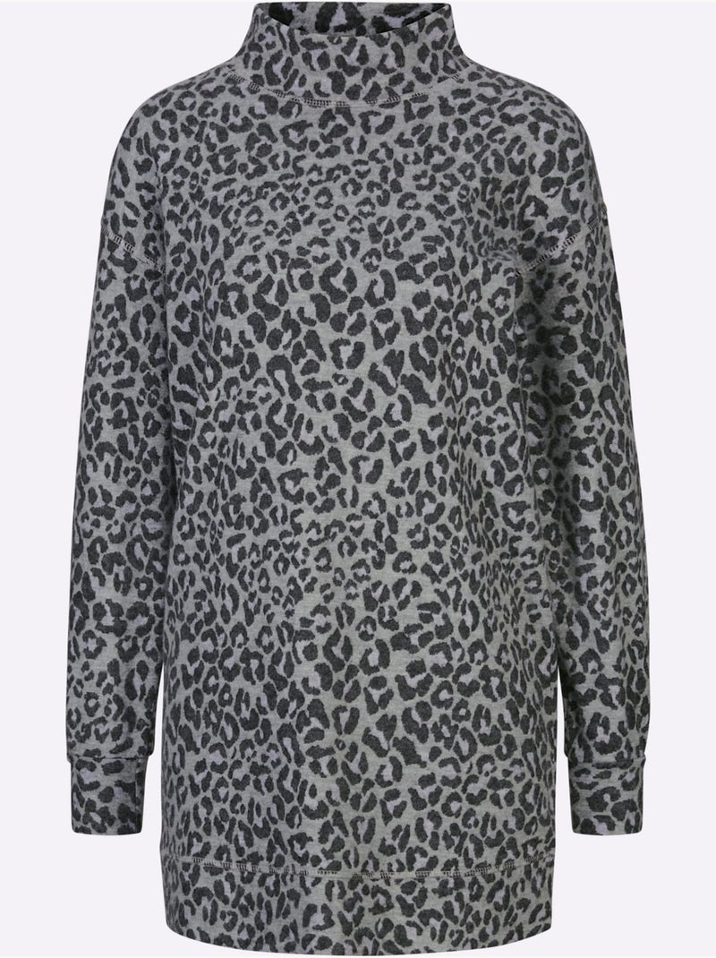 T-shirt Long Jacquard - Taille Standard - Witt Gris Noir - Kiabi