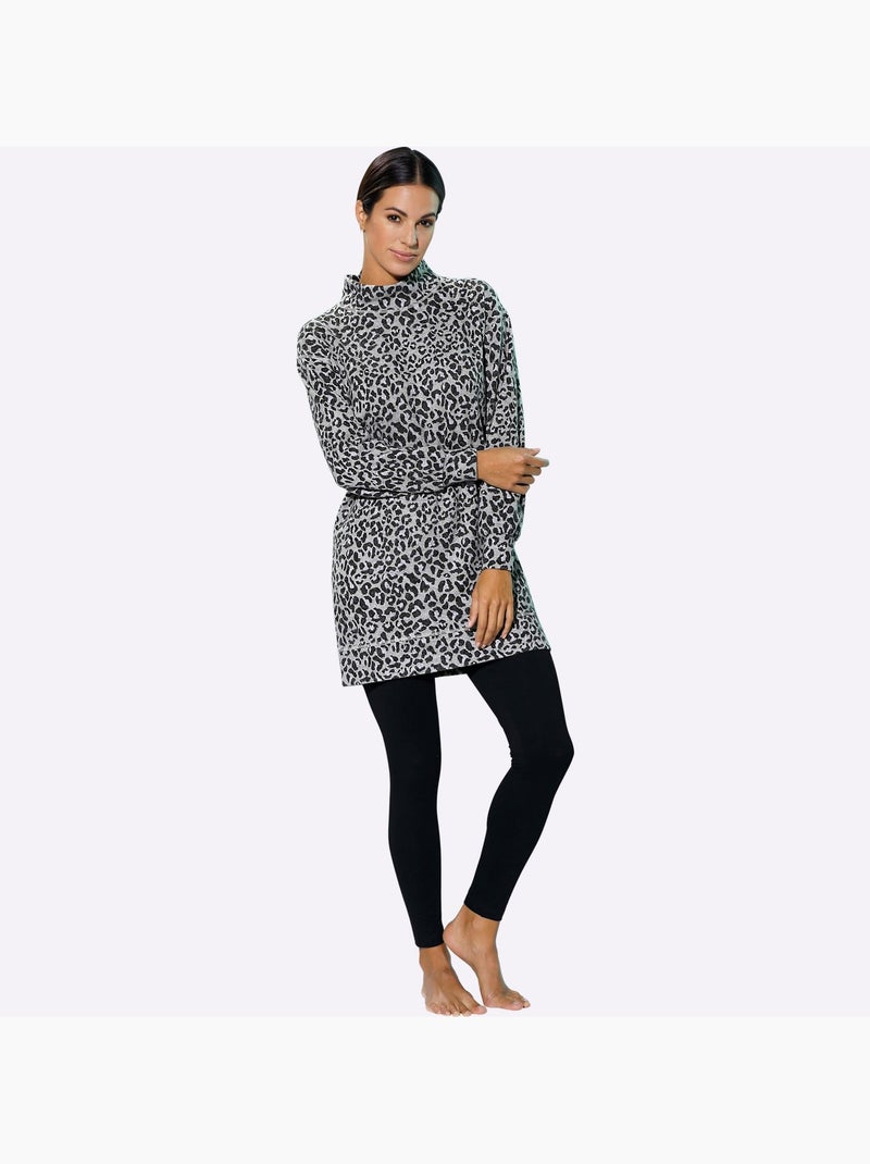 T-shirt Long Jacquard - Taille Standard - Witt Gris Noir - Kiabi