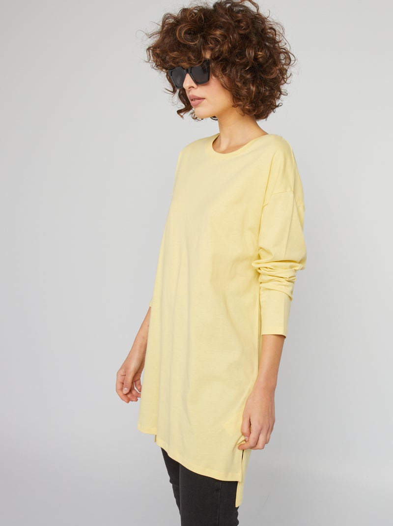 T-shirt long Jaune - Kiabi