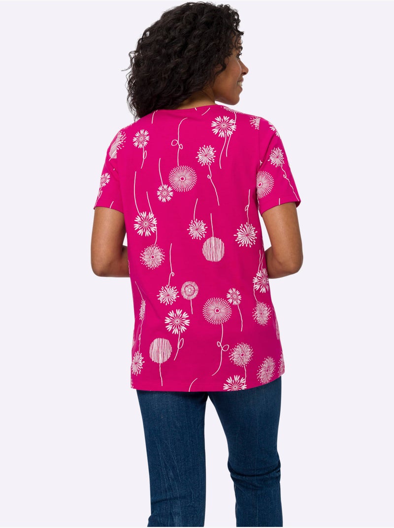 T-shirt Long Jolie Coupe Longue Moderne - Taille Standard - Moda Vilona Blanc Rose - Kiabi