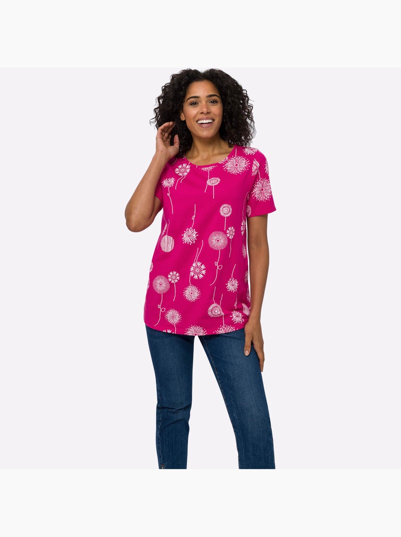T-shirt Long Jolie Coupe Longue Moderne - Taille Standard - Moda Vilona Blanc Rose - Kiabi