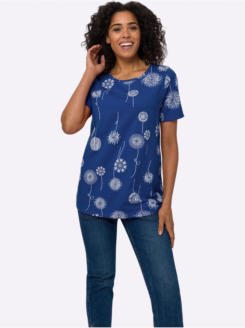T-shirt Long Jolie Coupe Longue Moderne - Taille Standard - Moda Vilona Bleu Blanc - Kiabi
