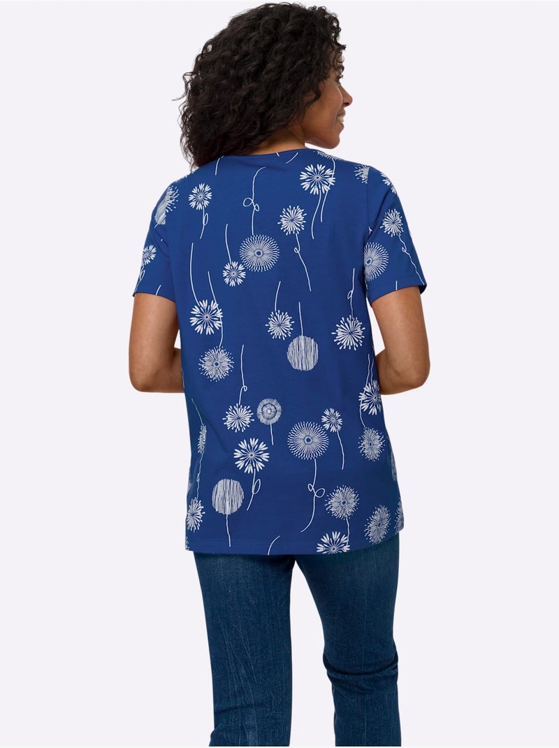 T-shirt Long Jolie Coupe Longue Moderne - Taille Standard - Moda Vilona Bleu Blanc - Kiabi