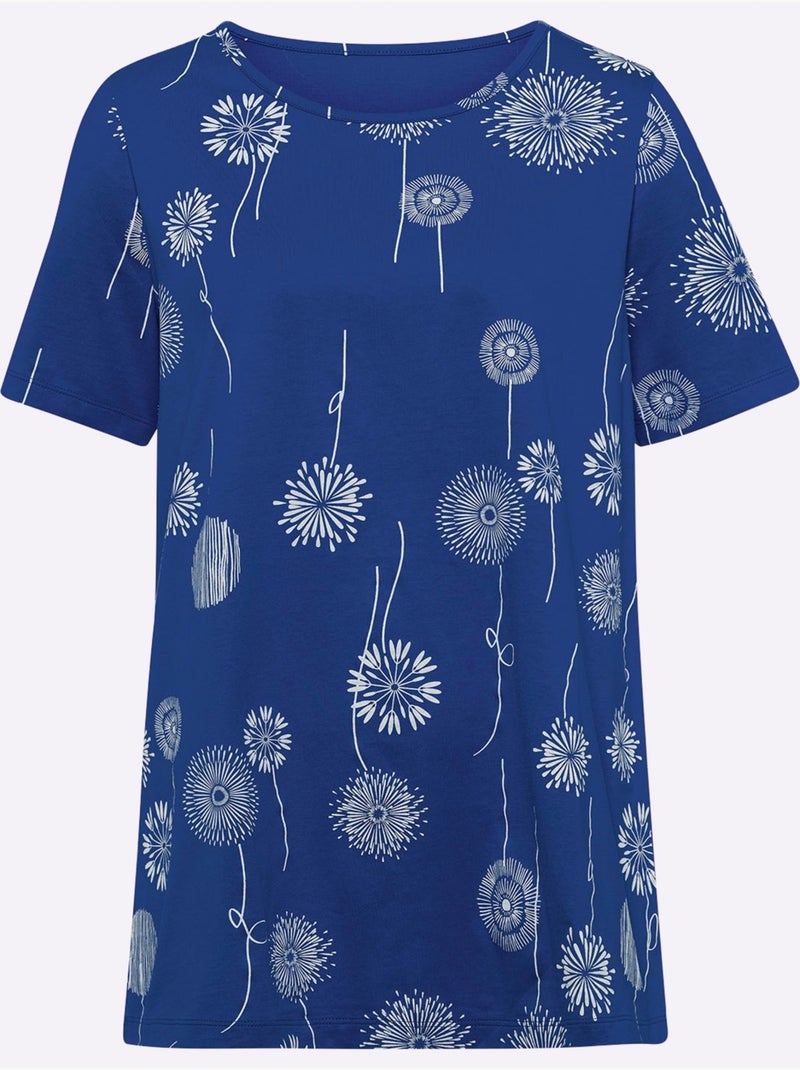 T-shirt Long Jolie Coupe Longue Moderne - Taille Standard - Moda Vilona Bleu Blanc - Kiabi