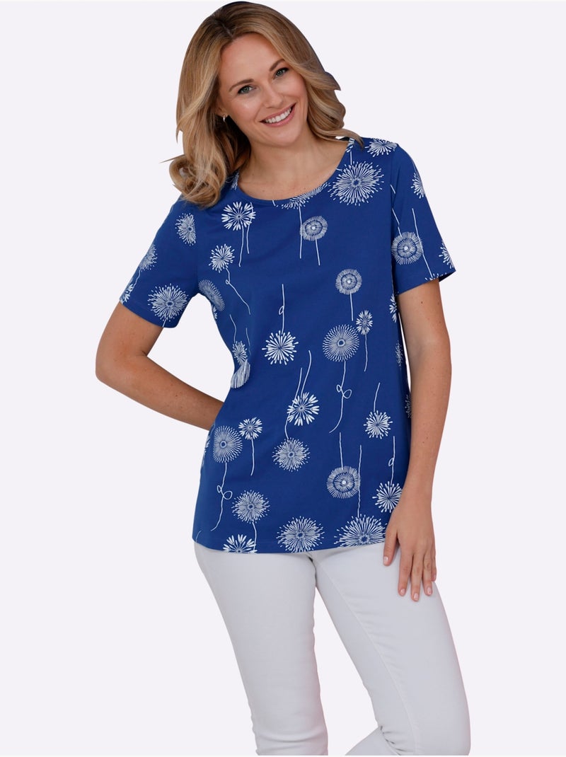 T-shirt Long Jolie Coupe Longue Moderne - Taille Standard - Moda Vilona Bleu Blanc - Kiabi