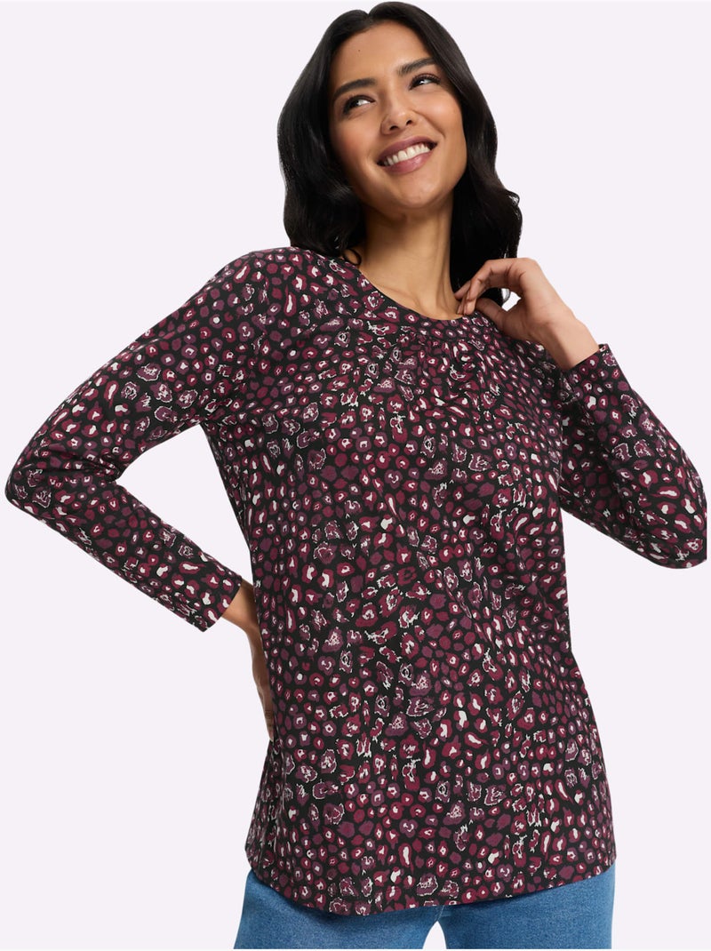 T-shirt long jolie coupe longue moderne - taille standard - moda vilona Noir Rouge - Kiabi