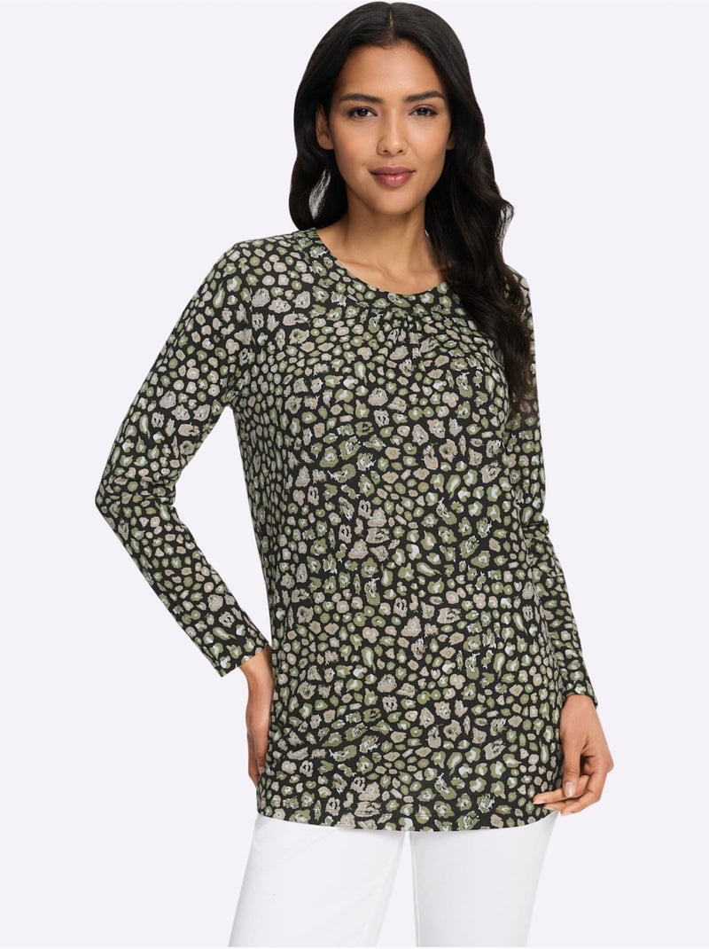 T-shirt long jolie coupe longue moderne - taille standard - moda vilona Noir Vert - Kiabi