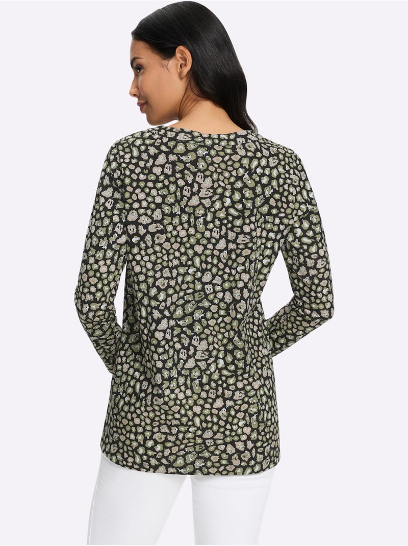 T-shirt long jolie coupe longue moderne - taille standard - moda vilona Noir Vert - Kiabi