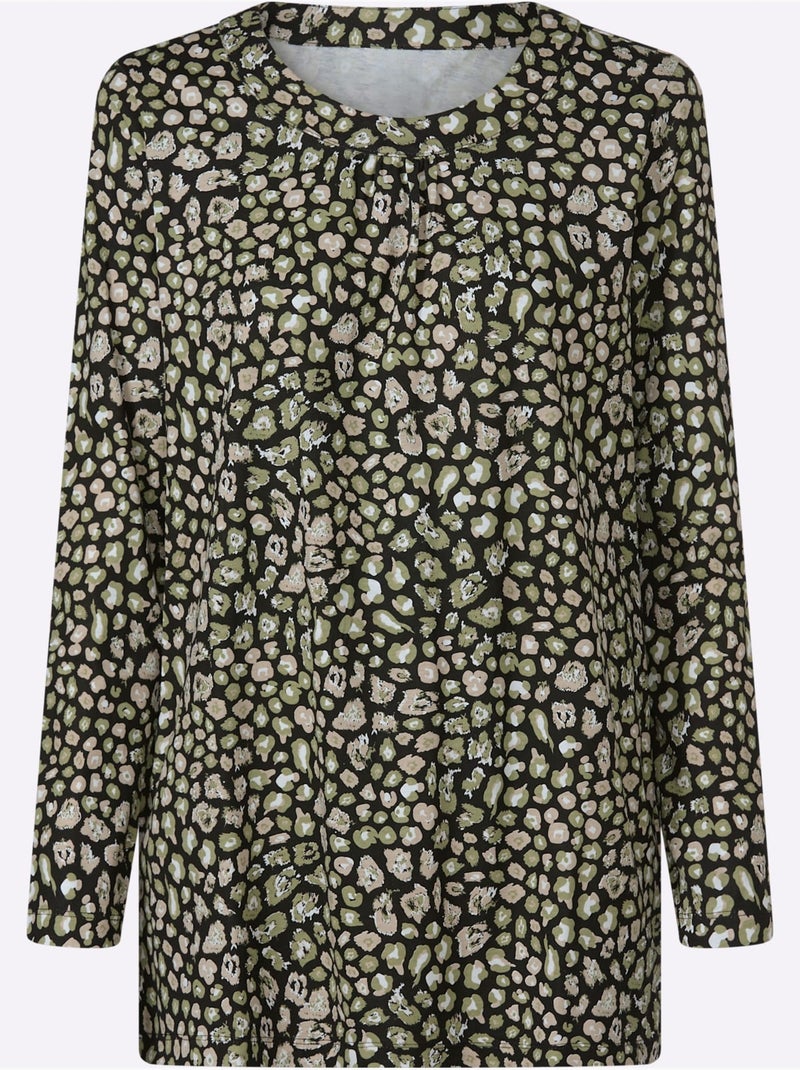 T-shirt long jolie coupe longue moderne - taille standard - moda vilona Noir Vert - Kiabi