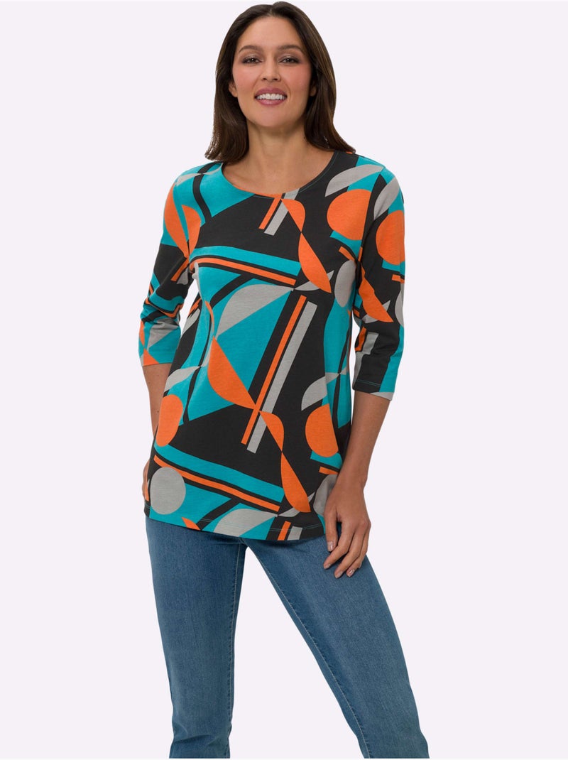 T-shirt Long Jolie Coupe Longue Moderne - Taille Standard - Moda Vilona Noir Vert - Kiabi
