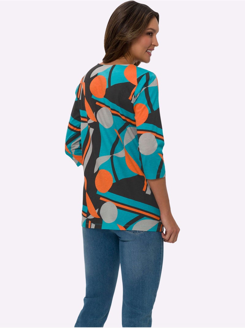 T-shirt Long Jolie Coupe Longue Moderne - Taille Standard - Moda Vilona Noir Vert - Kiabi