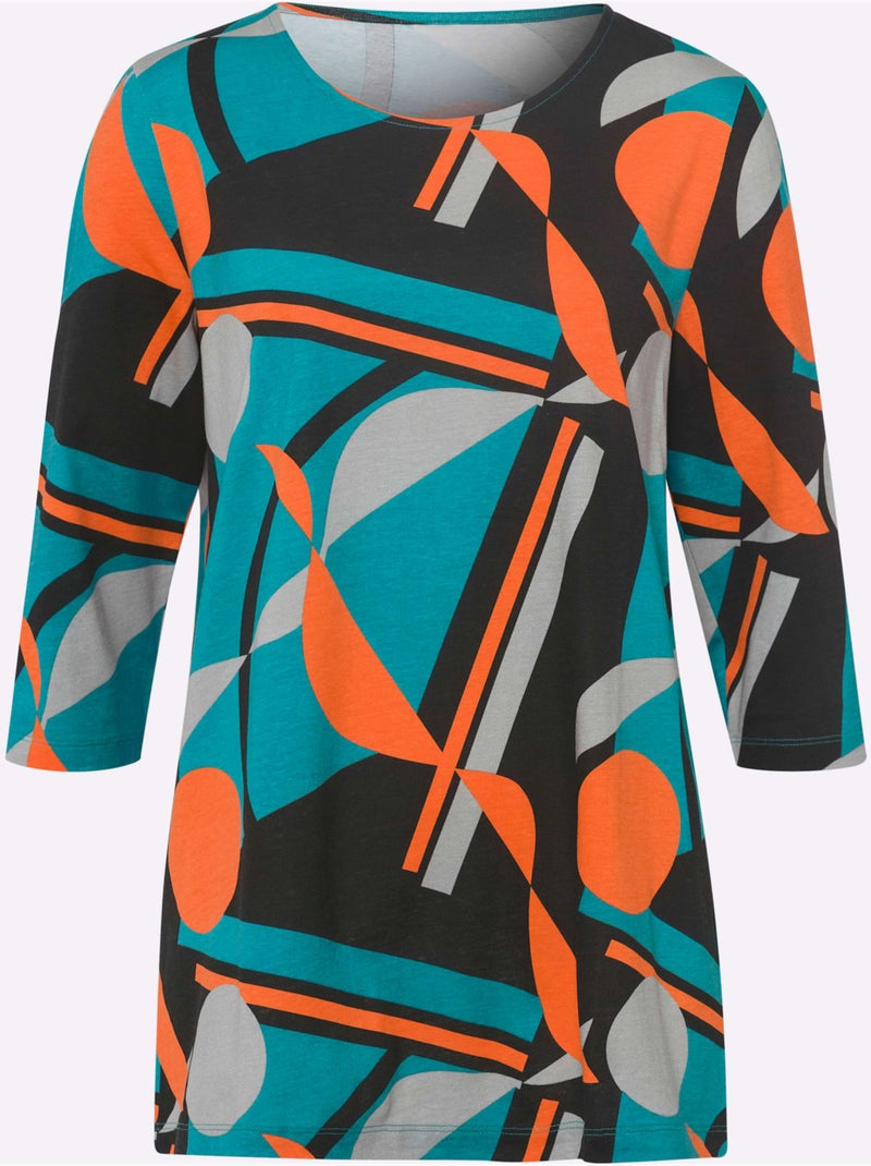 T-shirt Long Jolie Coupe Longue Moderne - Taille Standard - Moda Vilona Noir Vert - Kiabi