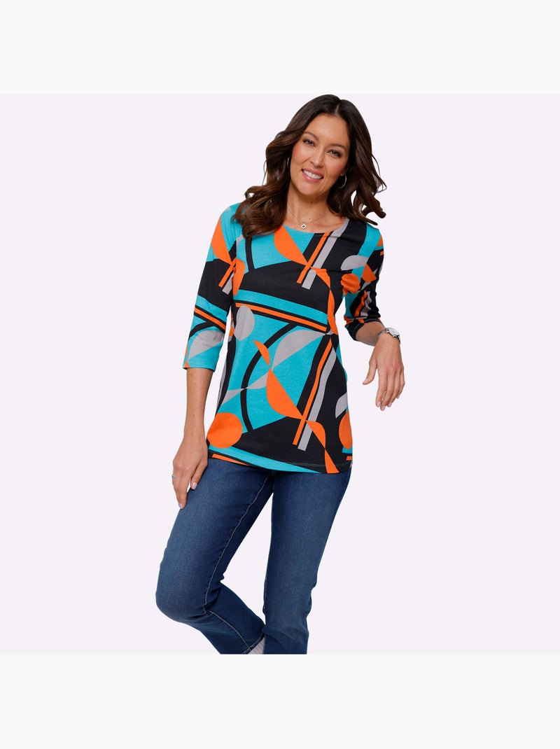 T-shirt Long Jolie Coupe Longue Moderne - Taille Standard - Moda Vilona Noir Vert - Kiabi