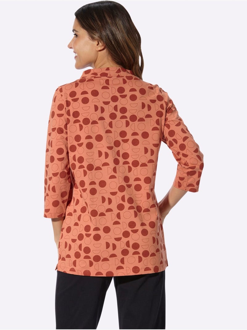 T-shirt Long Large Col Montant Avec Coulisse - Taille Standard - Moda Vilona Orange - Kiabi