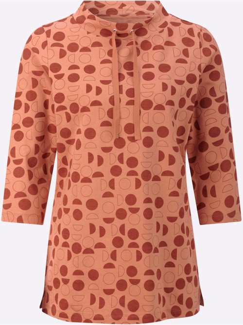 T-shirt Long Large Col Montant Avec Coulisse - Taille Standard - Moda Vilona - Kiabi