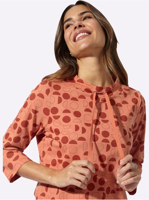 T-shirt Long Large Col Montant Avec Coulisse - Taille Standard - Moda Vilona - Kiabi