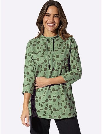 T-shirt long large col montant avec coulisse - taille standard - moda vilona