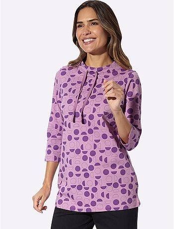 T-shirt long large col montant avec coulisse - taille standard - moda vilona