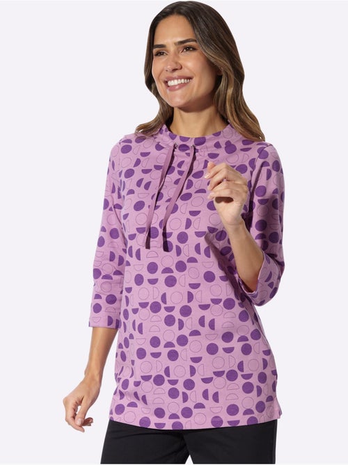 T-shirt Long Large Col Montant Avec Coulisse - Taille Standard - Moda Vilona - Kiabi