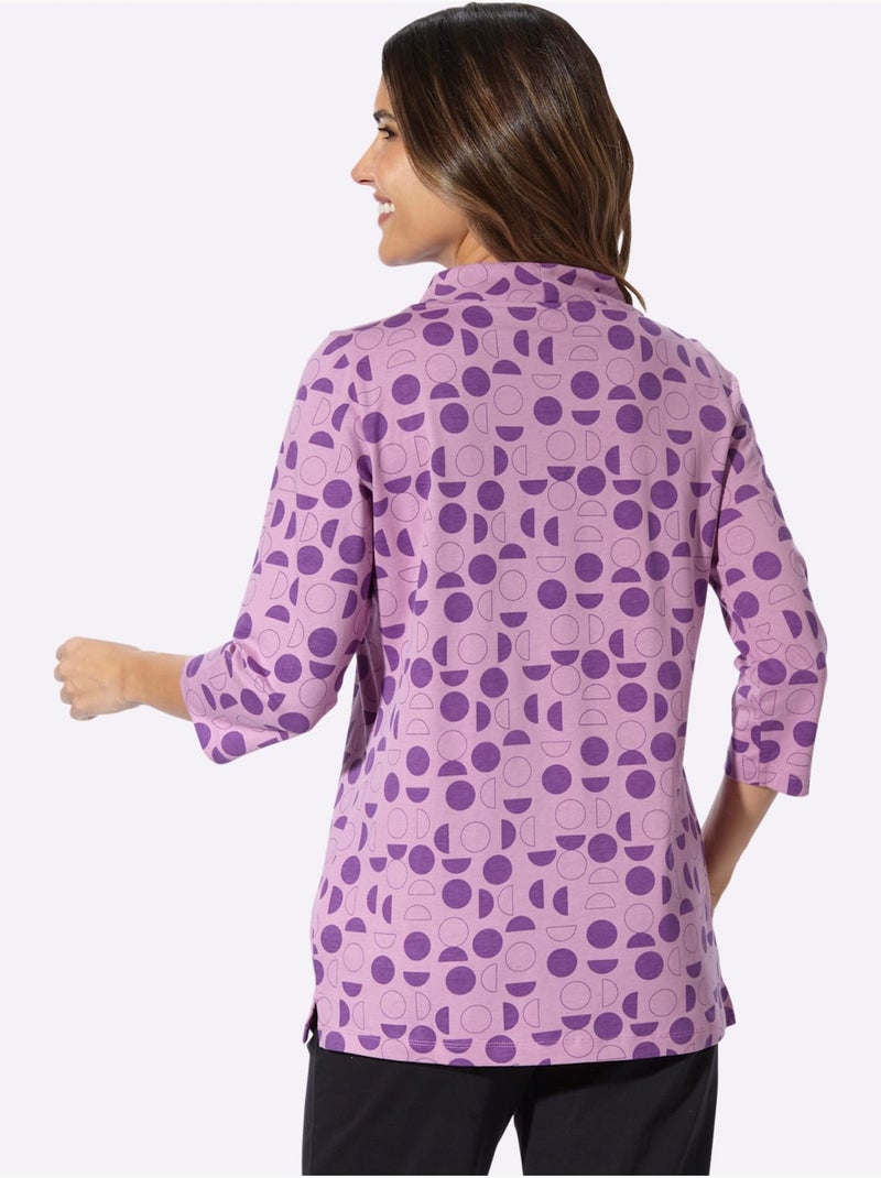 T-shirt Long Large Col Montant Avec Coulisse - Taille Standard - Moda Vilona Violet - Kiabi