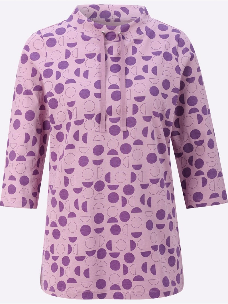 T-shirt Long Large Col Montant Avec Coulisse - Taille Standard - Moda Vilona Violet - Kiabi
