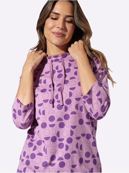 T-shirt Long Large Col Montant Avec Coulisse - Taille Standard - Moda Vilona - Kiabi