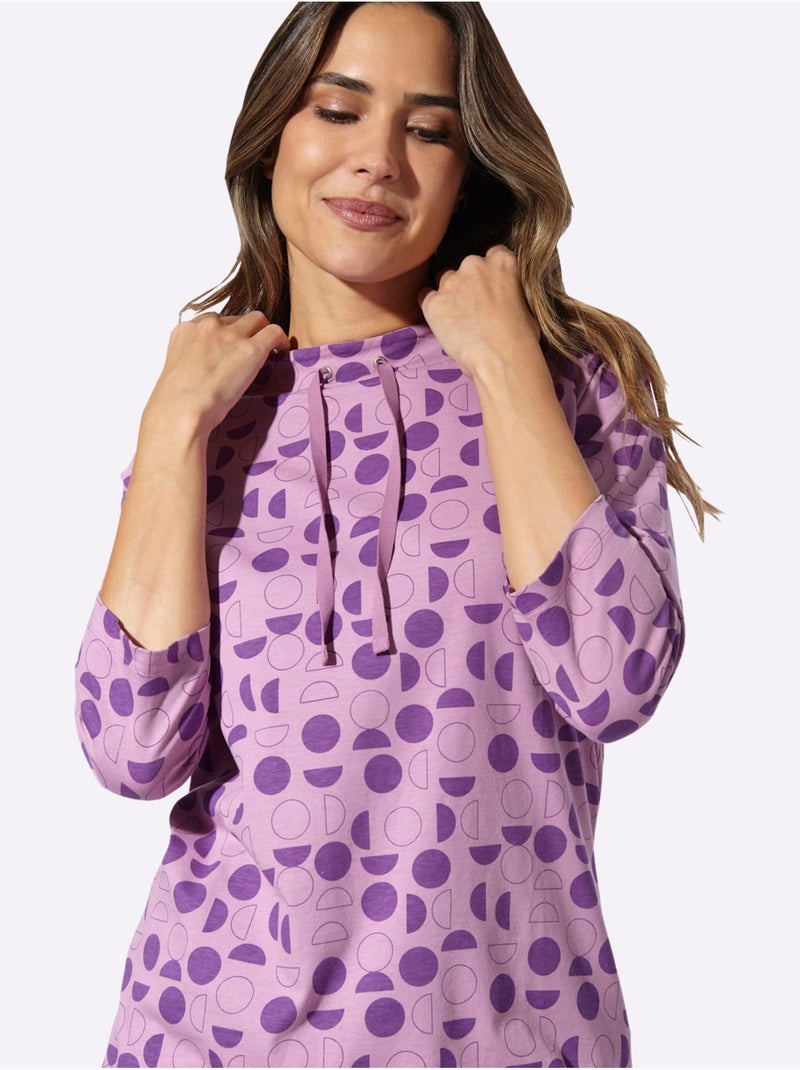 T-shirt Long Large Col Montant Avec Coulisse - Taille Standard - Moda Vilona Violet - Kiabi